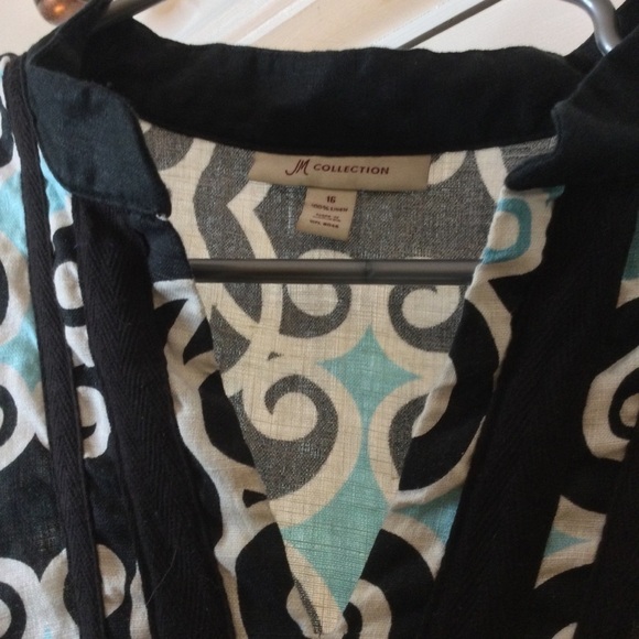 Bold Blue design Linen Tunic top - Picture 7 of 8